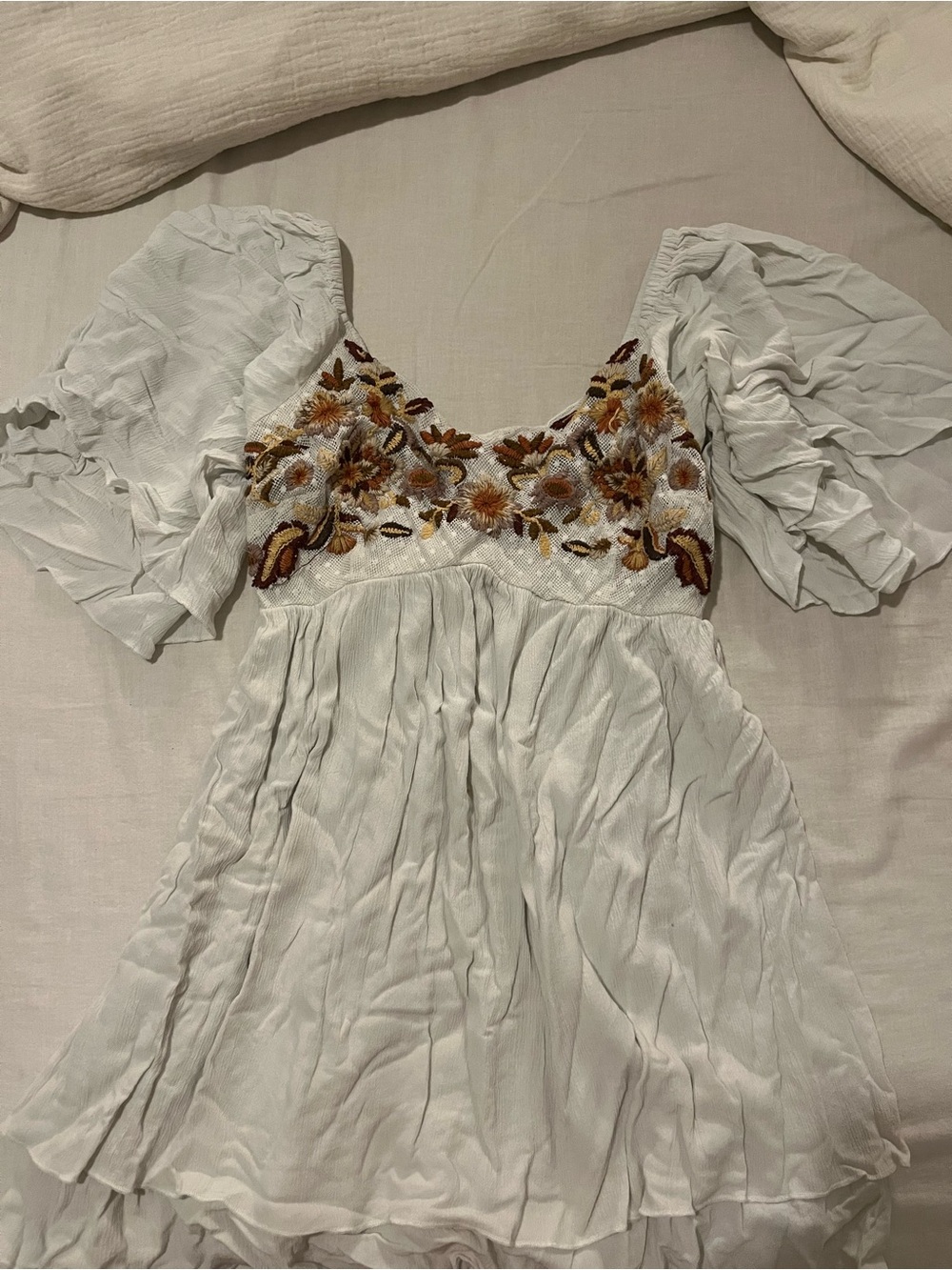 Shyanne White Dress with Floral Embroidery
